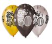 50 години Happy Birthday 3 цвята латекс балон рожден ден годишнина парти украса юбилей, снимка 1