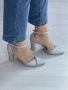 Дамски затворени сандали с ток и бляскави линии, отразяващи вашия уникален стил, снимка 4