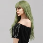 Зелена аниме къдрава перука с бретон, снимка 7