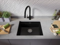 Черна кухненска мивка за вграждане под плот Прага 60 Level 560 x 470 мм, снимка 1