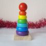 4869 Занимателна играчка дървена пирамида с цветни рингове Монтесори, снимка 1 - Образователни игри - 46018369