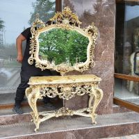 Италианска барокова конзола с огледало  б25, снимка 12 - Огледала - 45639163