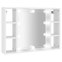 vidaXL Огледален шкаф с LED, бял, 76x15x55 см(SKU:808855, снимка 1 - Огледала - 45529696