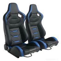Спортни седалки за автомобил, еко кожа, черни/сини, снимка 2 - Аксесоари и консумативи - 45406049