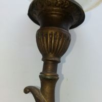 Стара газена лампа с голяма бронзова стойка за стена, снимка 10 - Антикварни и старинни предмети - 45885922