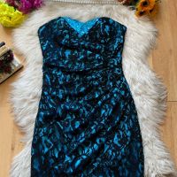 Синя сатенена дантелена рокля, снимка 1 - Рокли - 45222559