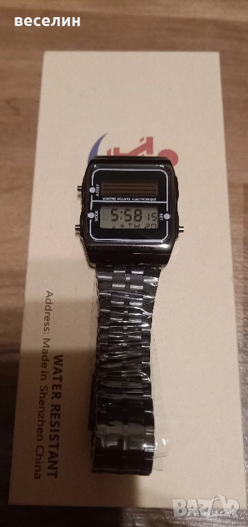 Часовник със соларно зареждане,хронометър и аларма,тип CASIO,водоуст., снимка 1