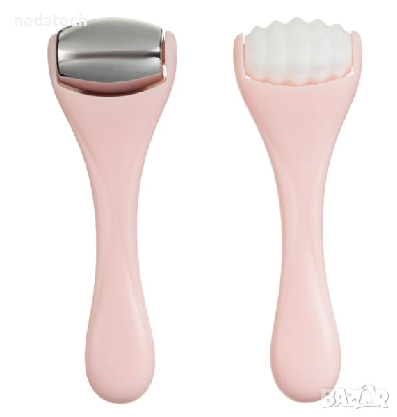 Комплект инструменти за масаж на лице и очи, Розов, 8x2x14см. , снимка 1