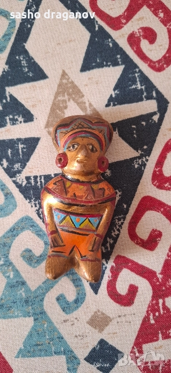 Глинена статуетка - свирка от Перу, снимка 1