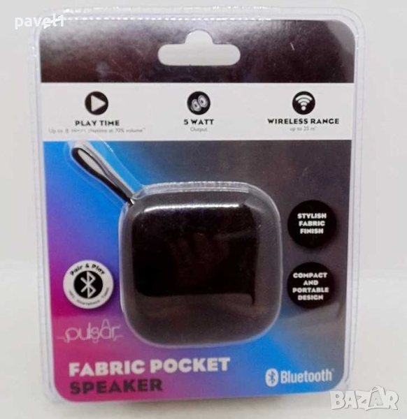 Джобна преносима тонколонка с Bluetooth PULSAR FABRIC POCKET 5W, снимка 1