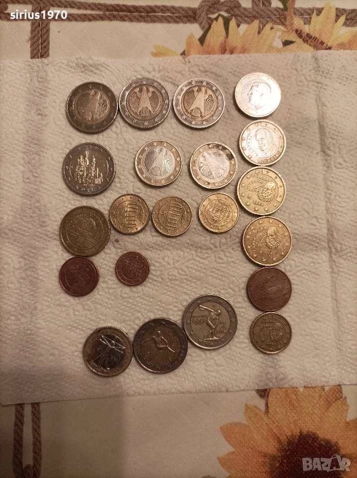 евро монети различни години от 99-та година до 2023 година, снимка 1