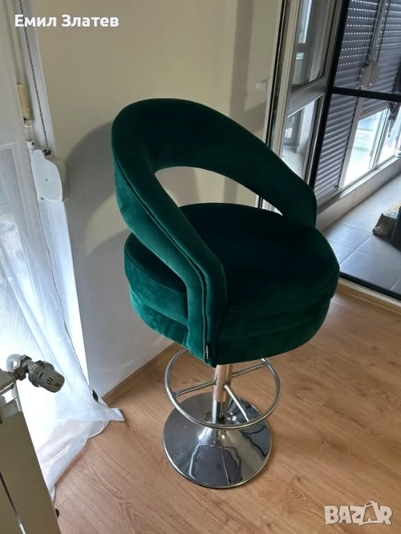 Бар СТОЛ 1БР тъмнозелени/кадифе, снимка 1