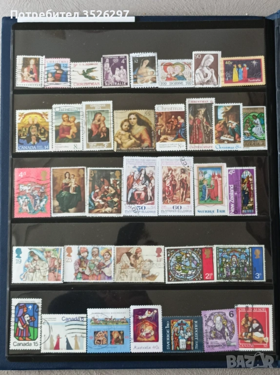 Колекция от марки на тема Религия и тема Изкуство, снимка 1