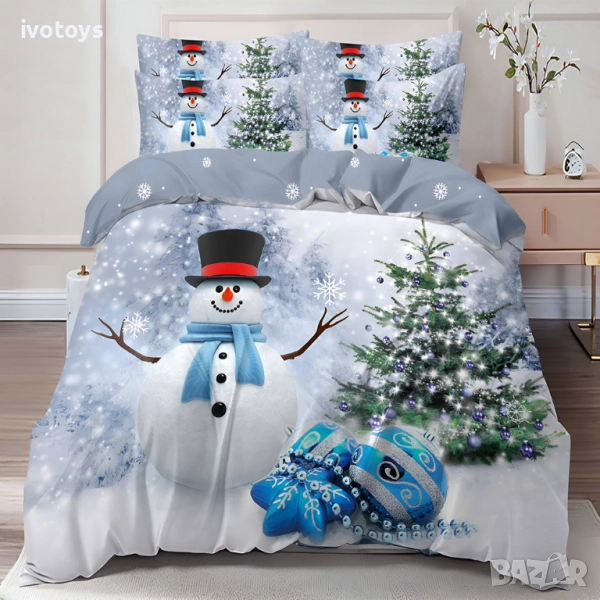 Двулицево коледно спално бельо (Реално изображение), 6 части - Модел WS17132, снимка 1
