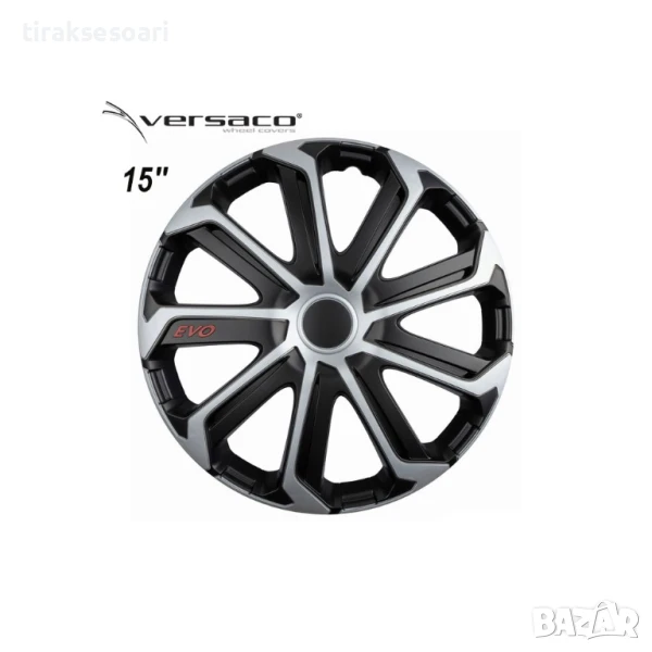 Versaco Slovakia Тасове за джанти 15'' Versaco EVO BLACK SILVER, снимка 1