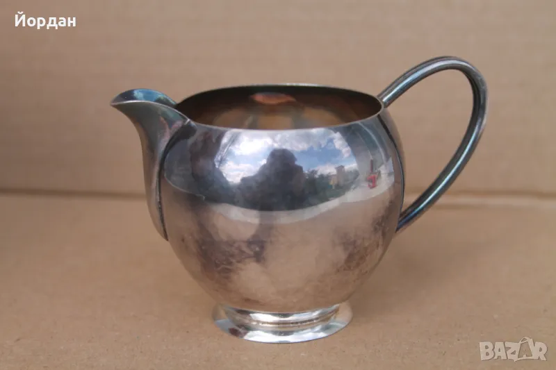 Английска сребърна кана за мляко, снимка 1