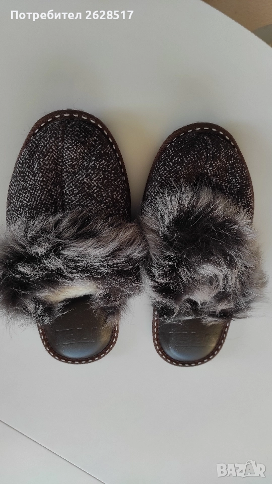 Дамски пантофи с вълна и естествен косъм номер 38, снимка 1