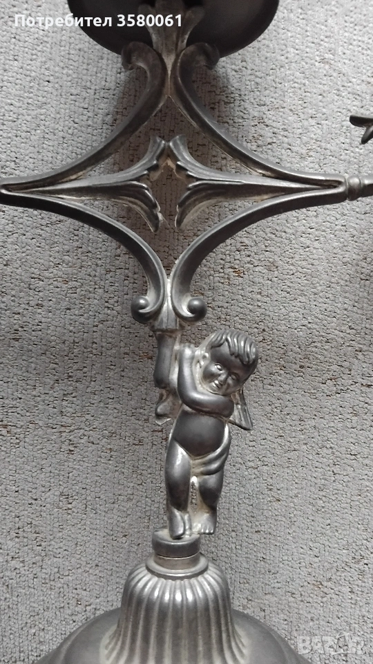 Стар посребрън свещник , снимка 1