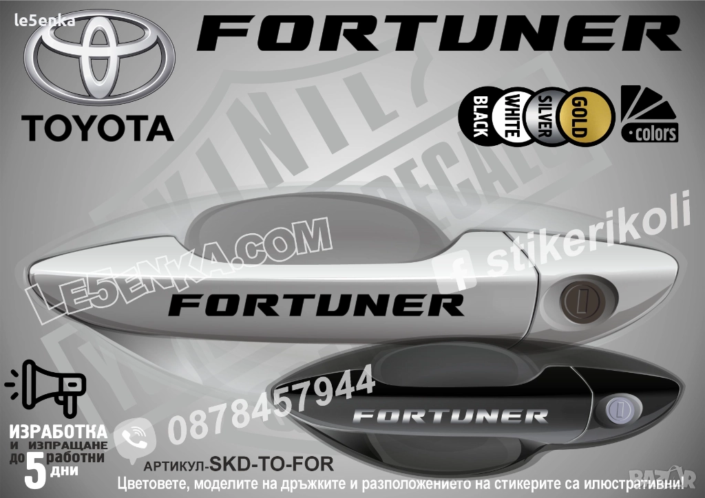 Toyota Fortuner стикери дръжки SKD-TO-FOR, снимка 1