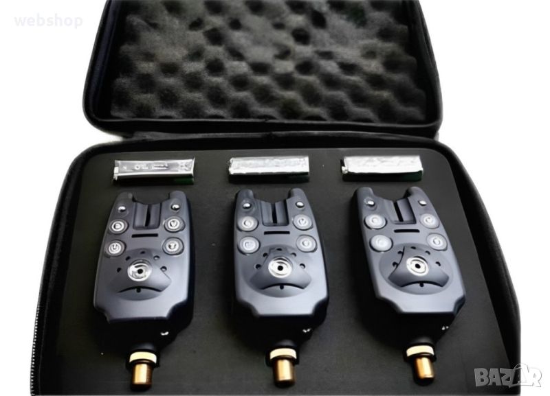 Комплект от 3броя безжични водоустойчиви сигнализатори  за риболов с батерии и куфар Osako, снимка 1