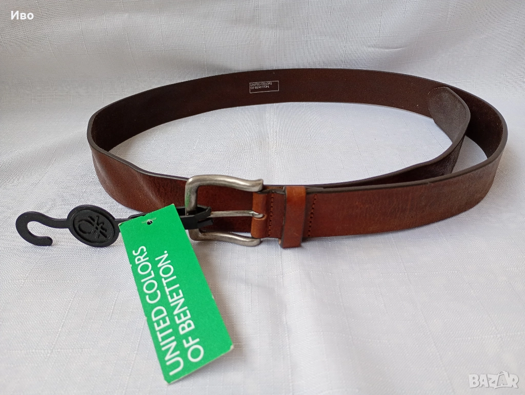 Мъжки колани естествена кожа Benetton и Pierre Cardin , снимка 1