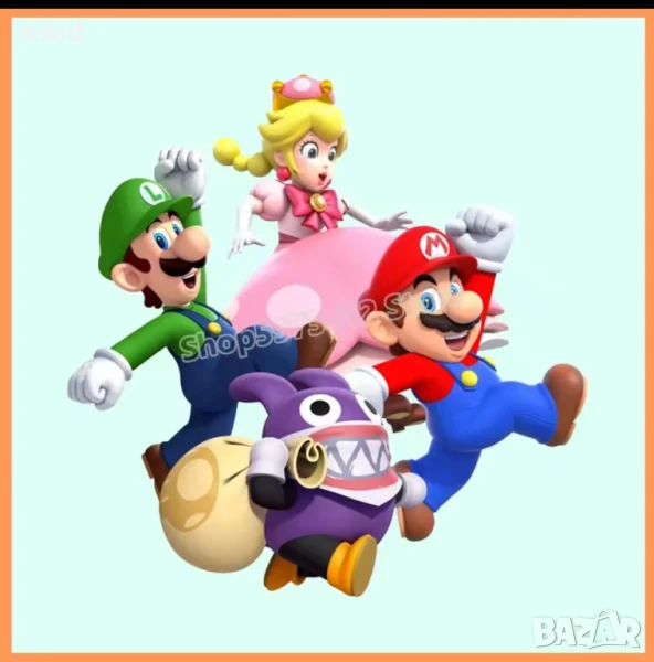 Супер Марио Super Mario герои щампа термо апликация картинка за дреха блуза чанта, снимка 1