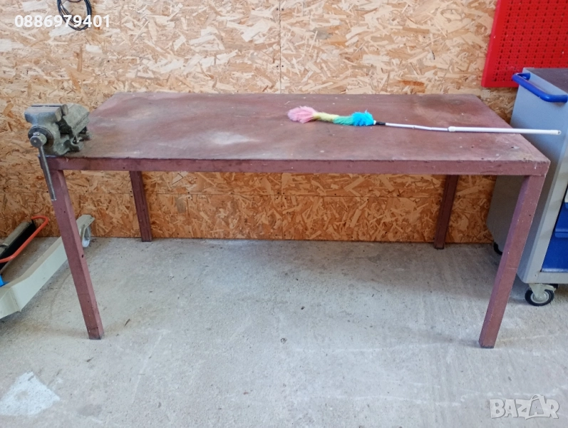 Стоманена работна маса със стяга, снимка 1