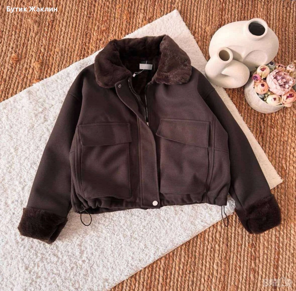 Дамско байкър зимно яке с топъл хастар , снимка 1