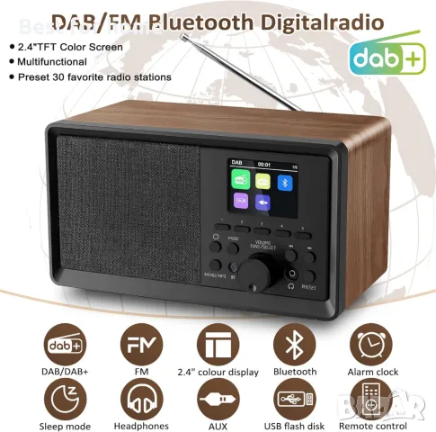 DAB+ и FM цифрово радио с Bluetooth от BIAOQINBO цветен дисплей , снимка 2 - Радиокасетофони, транзистори - 49032202