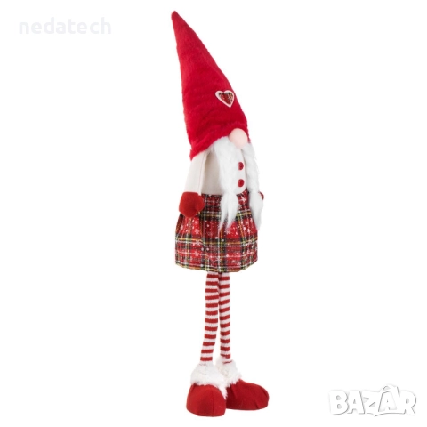 Гном с плитки, червена рокля и шапка, 80 см, снимка 2 - Декорация за дома - 52293179