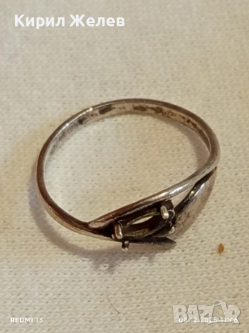 Винтидж сребърен пръстен с паднал камък майсторска ръчна изработка 39963, снимка 3 - Пръстени - 52687662