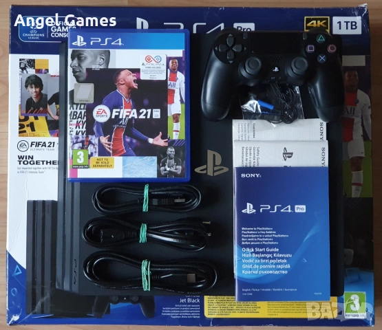 PS4 PRO 1TB Playstation 4 ПРО Плейстейшън конзола с диск FIFA джойстик, снимка 1 - PlayStation конзоли - 35751975