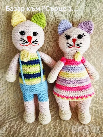 Плетени играчки - зайци и котки, снимка 3 - Плюшени играчки - 49876682