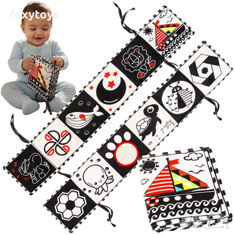 Сензорна черно-бяла книжка за бебе, Kruzzel 26461