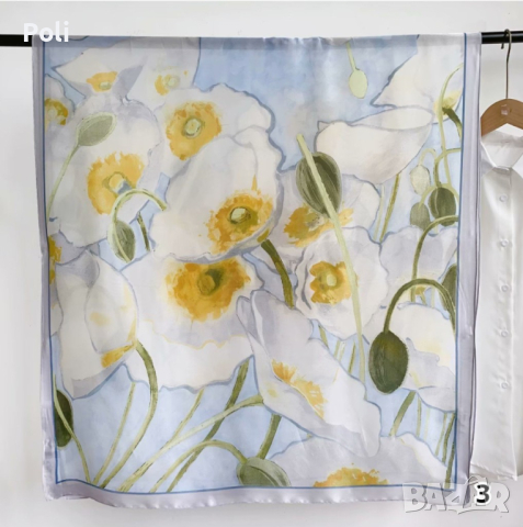 Пролетен шал с деликатен флорален принт. Размер 90/180см, снимка 11 - Шалове - 45052606