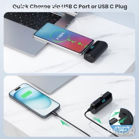 Нова USB-C батерия Feob 5200mAh с LCD дисплей за iPhone Android Банка, снимка 5 - Външни батерии - 46789525