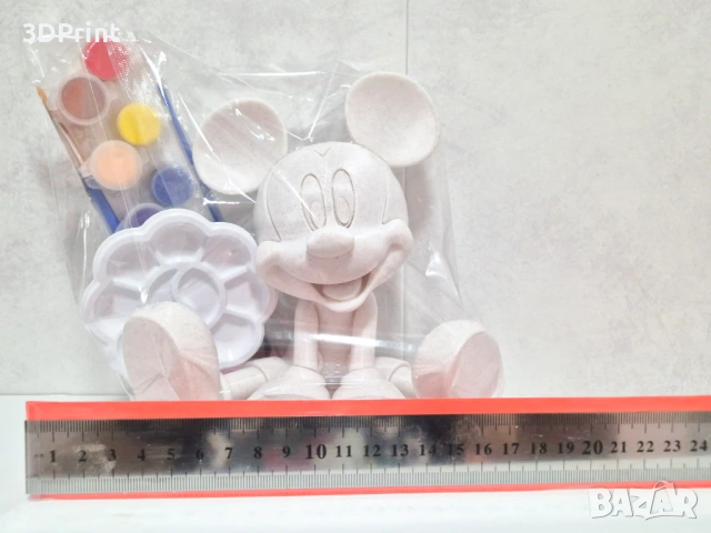 Комплект за оцветяване – 3D фигура Мики Маус + бои и палитра (17 см), снимка 4 - Рисуване и оцветяване - 53651214