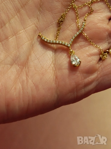 Страхотно златно колие с мойсанити , снимка 4 - Колиета, медальони, синджири - 52469541