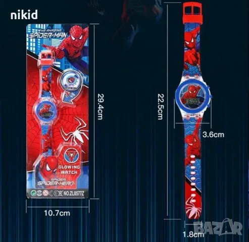 Спайдърмен Spiderman LED светещ с капаче детски дигитален ръчен часовник, снимка 2 - Детски - 50340558