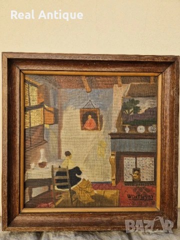 Стара много добра антикварна белгийска картина масло върху платно , снимка 3 - Антикварни и старинни предмети - 50781900