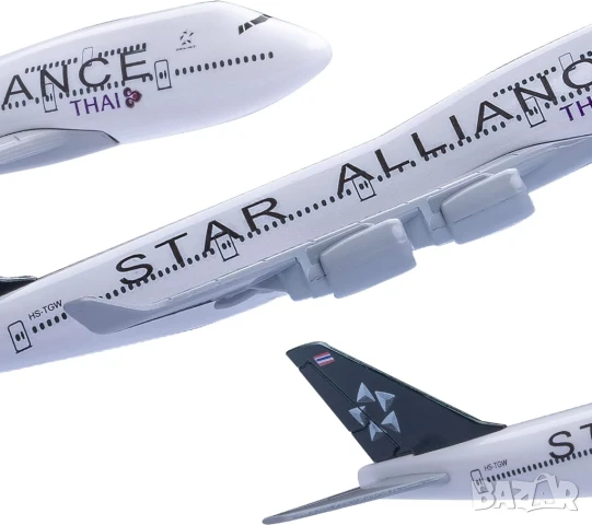 Boeing 747 самолет модел макет Star Alliance Thai полети самолети пътнически, снимка 4 - Колекции - 50915556