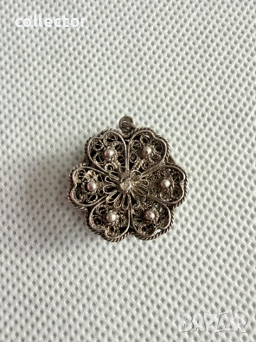 Сребърен медальон / висулка от филигран. №7777, снимка 2 - Колиета, медальони, синджири - 52848060