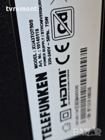 TCon BOARD ,HV430QUBF70,44-9771766E,47-6021477  за 43-инчов телевизор Telefunken Модел XU43TO750S, с, снимка 5 - Части и Платки - 54110328