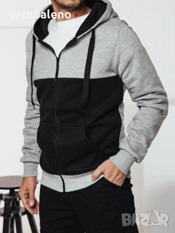 Мъжки суичър с цип и качулка, 3цвята , снимка 4 - Суичъри - 47535709