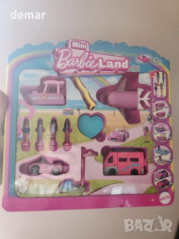 Barbie Mini BarbieLand Комплект 4 кукли 4см и 4 играчки превозно средство, променящи цвета си, JDB85, снимка 7 - Образователни игри - 46744981