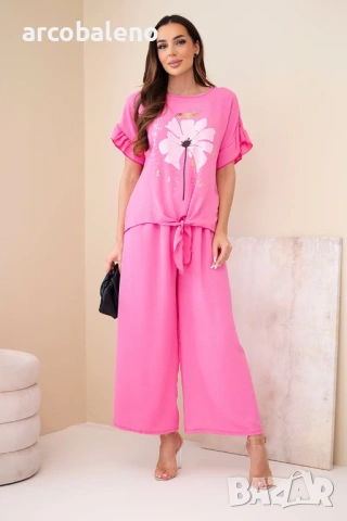 Дамски комплект от вискоза с щампована блуза и панталон, 11цвята , снимка 9 - Комплекти - 53863336