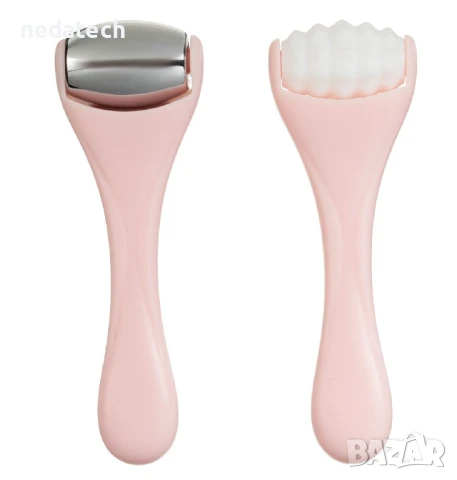 Комплект инструменти за масаж на лице и очи, Розов, 8x2x14см. 