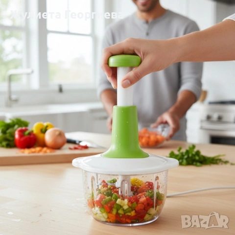 Ръчен кухненски чопър 900 мл с 3 остриета от неръждаема стомана Cheffinger, снимка 3 - Чопъри и пасатори - 53136159