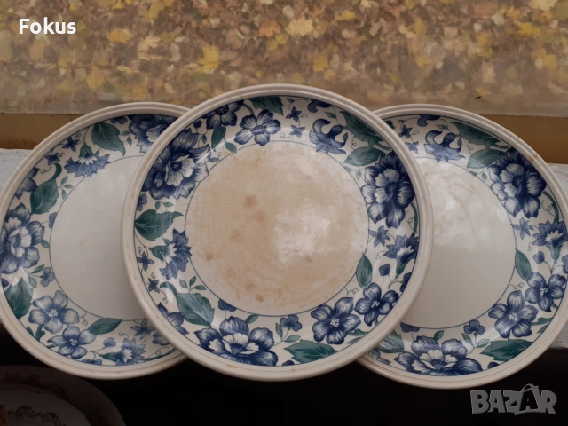 Лот от три порцеланови чинии Staffordshire England порцелан, снимка 3 - Антикварни и старинни предмети - 53449142