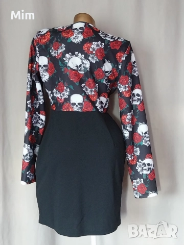 L Антрактивна рокля на цветя и череп, снимка 2 - Рокли - 52150570